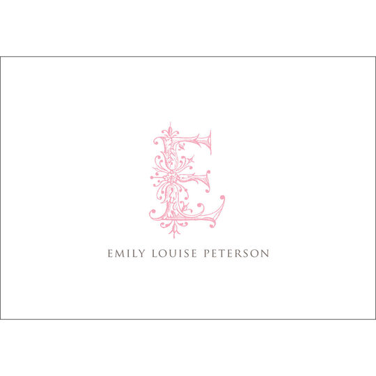 Ornate Yet Simple Pink Initial Folded Note Cards